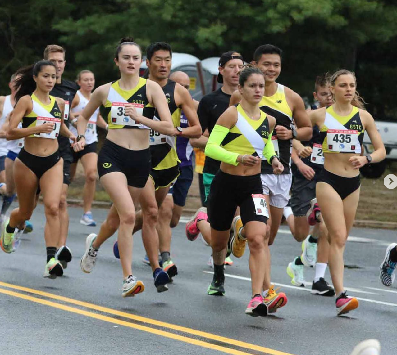 Garden State Track Club runner in the TrackSmith uniform