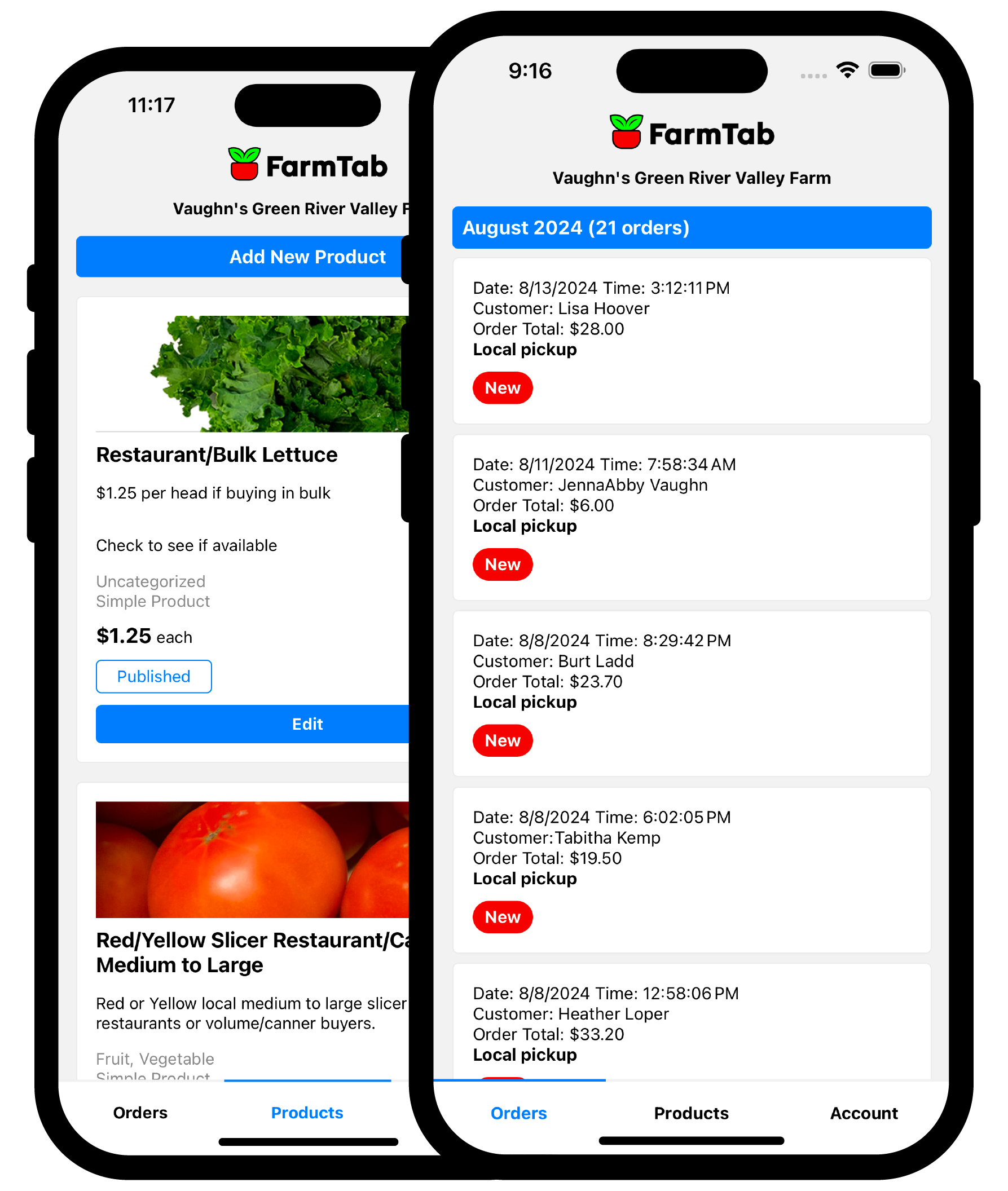 FarmTab Store Manager app screen